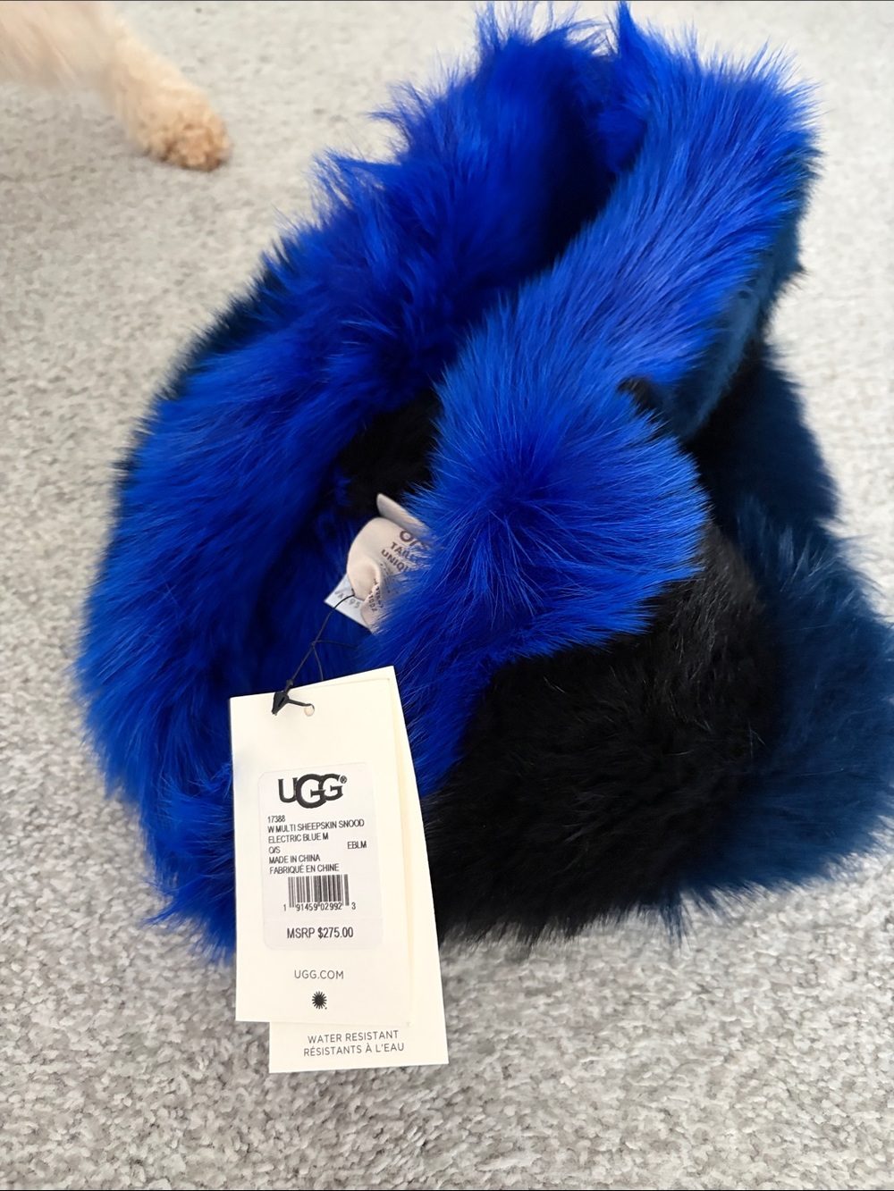 UGG Women's Electric Blue & Black Sheepskin Snood Scarf